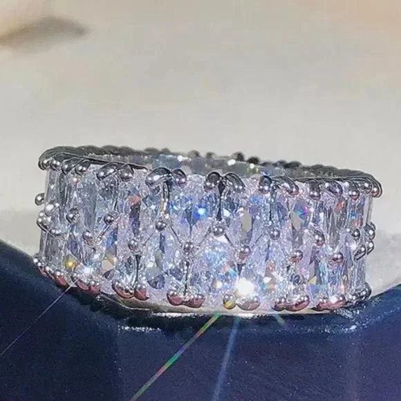 NEW ETERNITY BAND 925 STERLING SILVER DIAMOND RING, CUTE RING, SHINY RING. - Picture 4 of 6